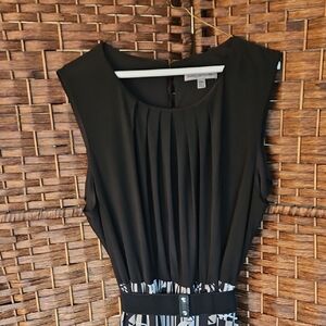Danny & Nicole Black Pleated Bodice Maxi Dress with Black and White Skirt